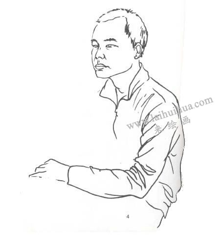 人物本身半側(cè)面線描寫生畫法步驟04