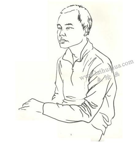 人物本身半側(cè)面線描寫生畫法步驟05