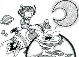我想去太空旅行兒童線描畫法步驟