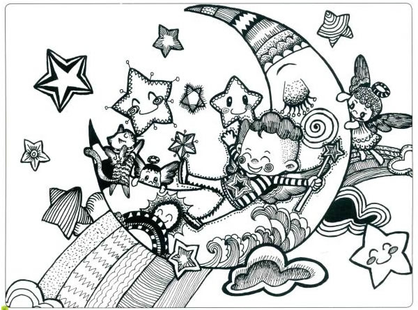 童年的夢想兒童線描畫法步驟