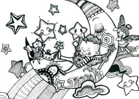 童年的夢(mèng)想兒童線描畫法步驟