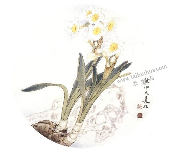 俞致貞《水仙》工筆畫技法步驟05