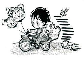 兒童車兒童線描畫法步驟