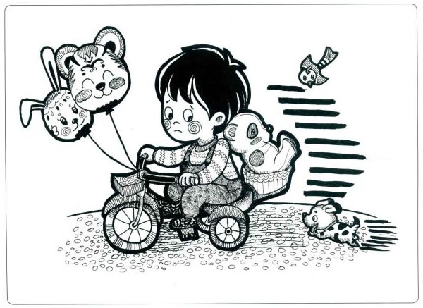 兒童車(chē)兒童線描畫(huà)法步驟