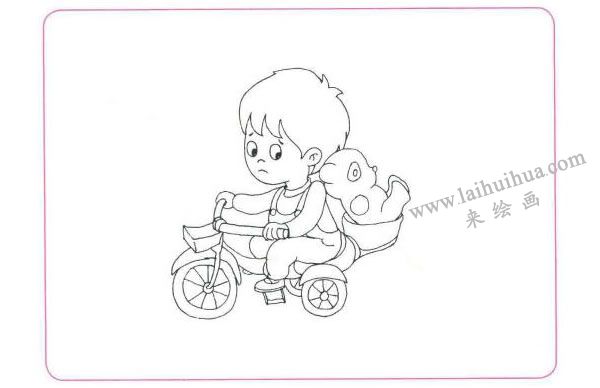 寶寶的兒童車(chē)兒童線描畫(huà)法步驟圖示01