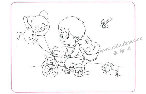 寶寶的兒童車(chē)兒童線描畫(huà)法步驟圖示02