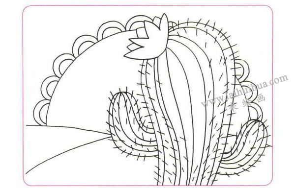 開在沙漠里的花兒童線描畫法步驟02