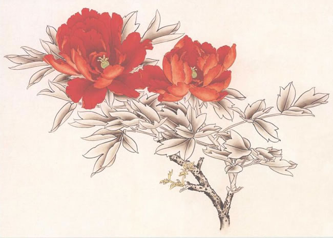“狀元紅”牡丹的畫法