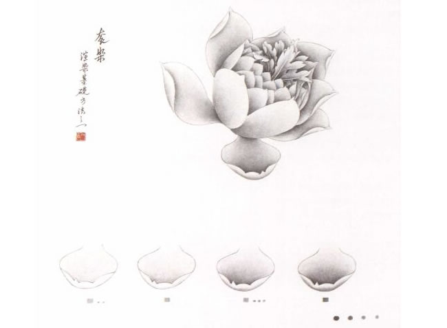 荷花工筆畫渲染圖例