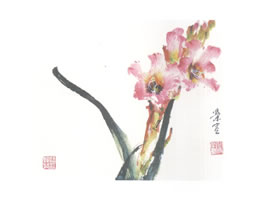 劍蘭寫意畫法