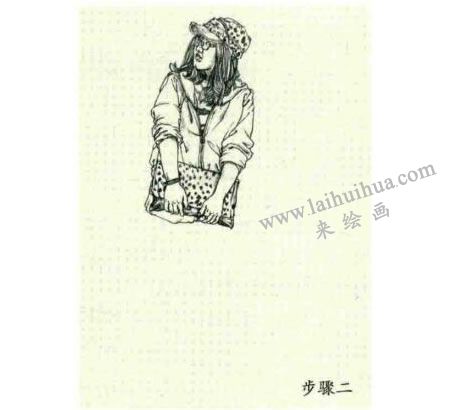 人物速寫站姿的畫法步驟02