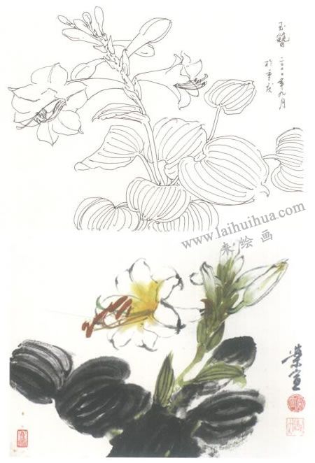 玉簪花寫(xiě)意畫(huà)法