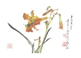 萱花寫意畫法