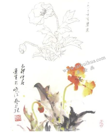 虞美人寫意畫法