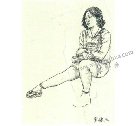 人物速寫坐姿的畫法步驟03