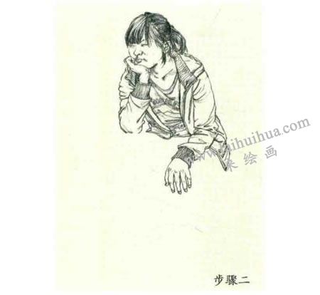 人物速寫坐姿的畫法步驟02