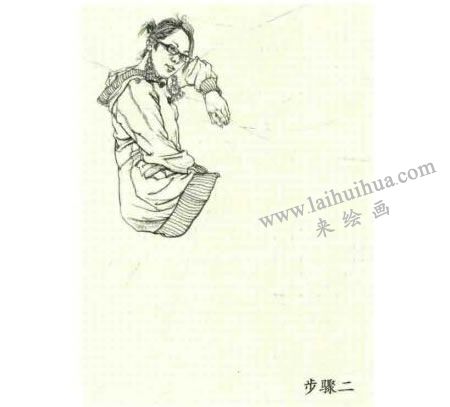 人物速寫坐姿的畫法步驟02