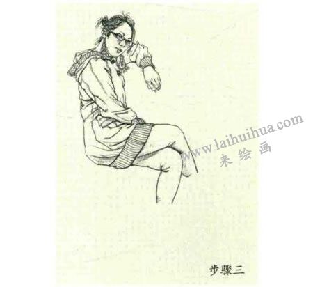 人物速寫坐姿的畫法步驟03