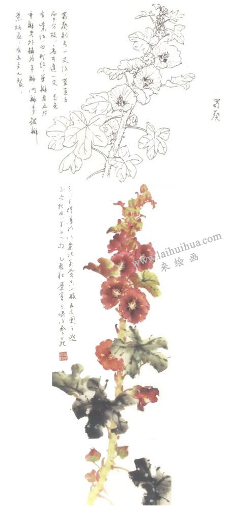 蜀葵寫意畫法