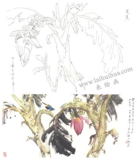 芭蕉寫意畫法