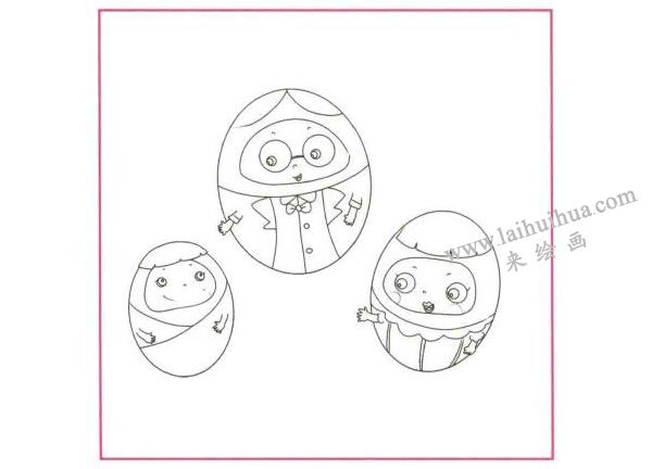 不倒翁兒童線描畫法步驟圖示01