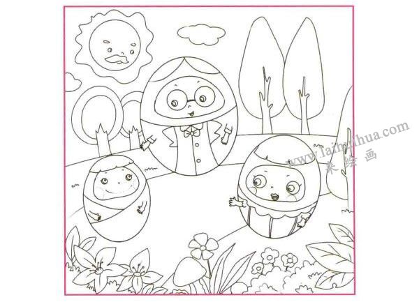 不倒翁兒童線描畫法步驟圖示02