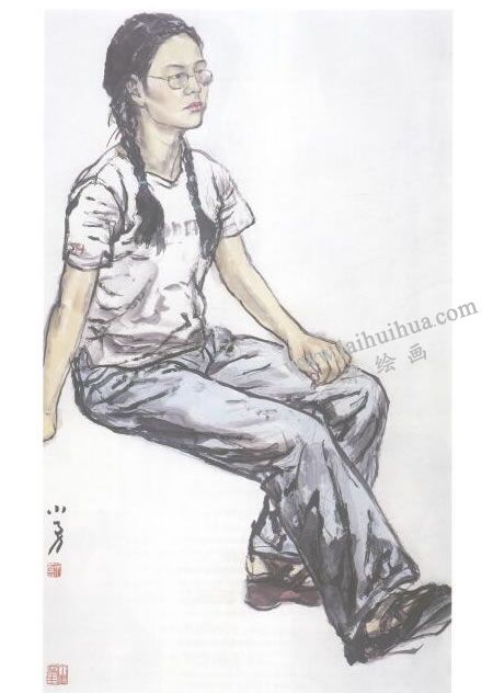 中學(xué)生肖像的寫意畫寫生步驟04