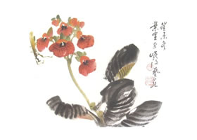 荷包花寫意畫法