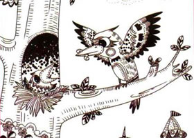 啄木鳥兒童線描畫法