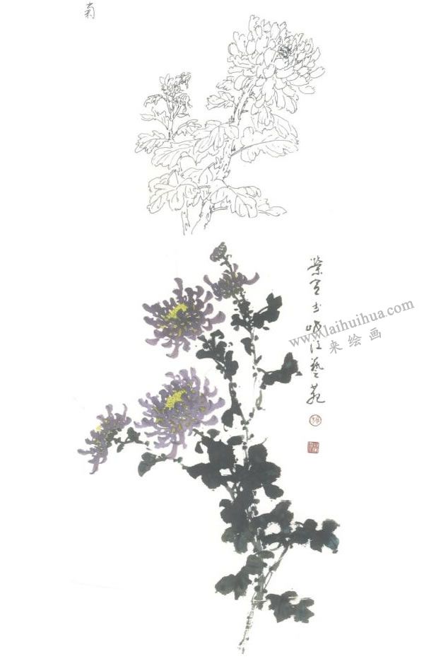 菊花寫意畫法