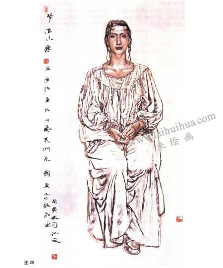 寫(xiě)意人物畫(huà)以線(xiàn)為主法圖例