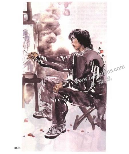 寫(xiě)意人物畫(huà)以墨為主法圖例