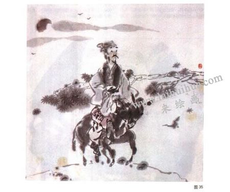 寫(xiě)意人物宿墨法圖例