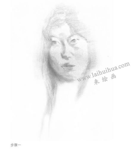 《女青年肖像》素描寫生步驟01