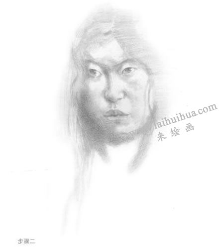 《女青年肖像》素描寫生步驟02