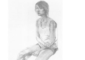 《女青年全身素描》寫(xiě)生