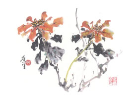 一品紅寫意畫法