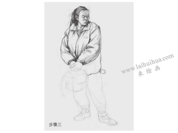 人物站姿速寫畫法步驟03