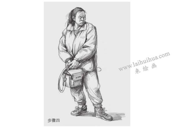 人物站姿速寫畫法步驟04