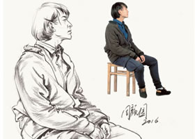 男性坐姿速寫作品欣賞