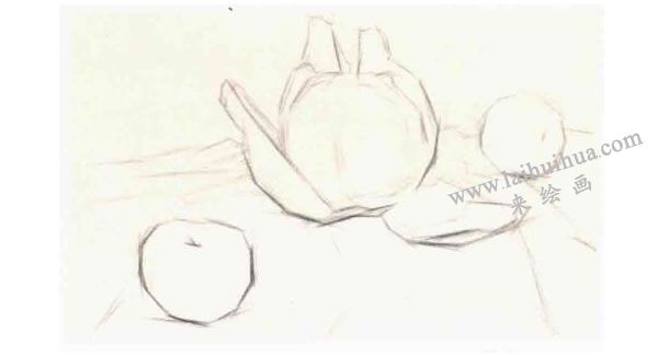 明暗素描表現(xiàn)步驟：畫大形階段