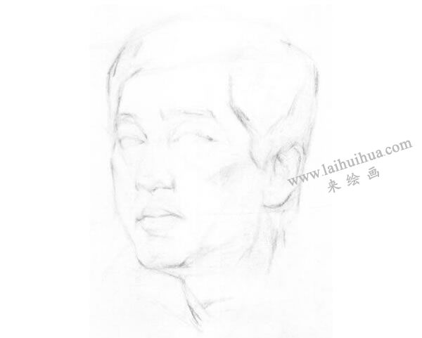 《男子頭像》素描畫法步驟圖示01