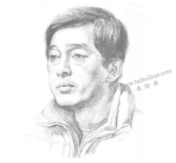 《男子頭像》素描畫法步驟圖示04