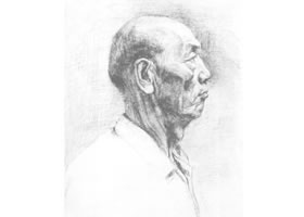 《老者側(cè)面像》（胸像）素描