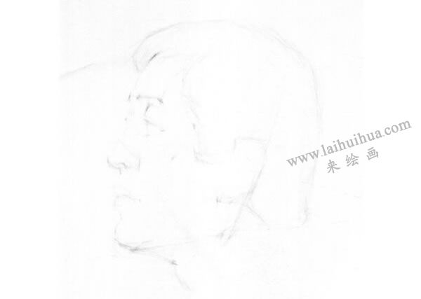 《男子側(cè)面像》（胸像）素描畫法步驟01