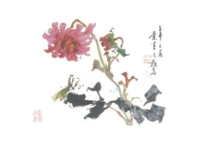 大麗花寫意畫法