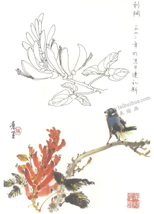 刺桐寫意畫法