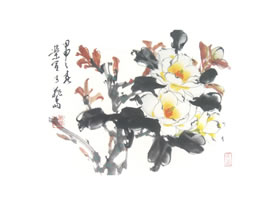 天女花寫意畫法
