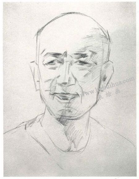 楊國杰老年男子人物素描畫法步驟圖示01
