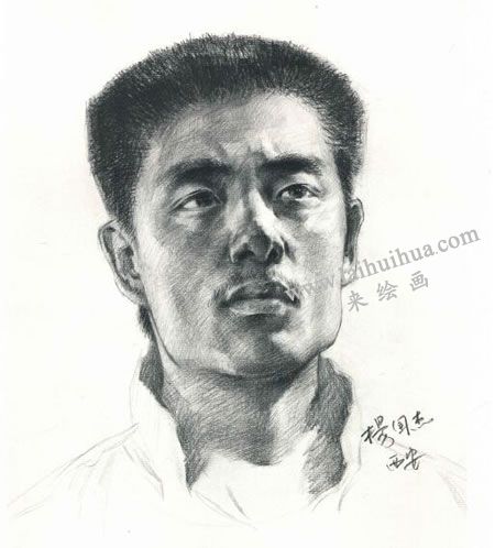 楊國杰壯年男子人物素描畫法步驟圖示05